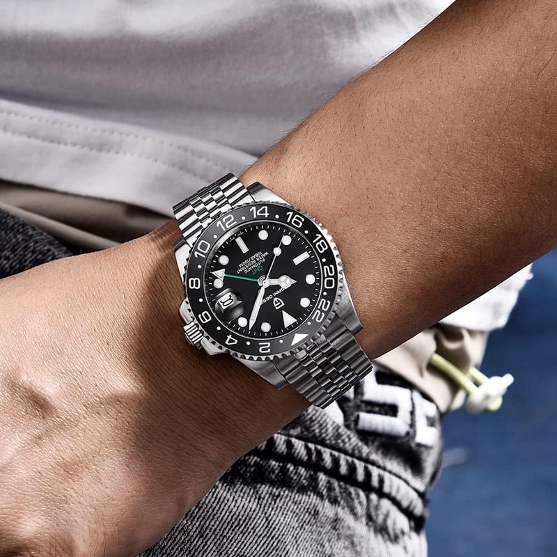 PAGANI DESIGN ساعة أوتوماتيكية ميكانيكية للرجال من باجاني ديزاين 1662 GMT - ستانلس ستيل، زجاج ياقوتي، مقاومة للماء حتى 100 متر - Image 4